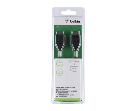 Кабель мультимедийный HDMI to HDMI 2.0m Belkin (F3Y020BT2M), изображение 2 Кабель мультимедийный HDMI to HDMI 2.0m Belkin (F3Y020BT2M), изображение 2
