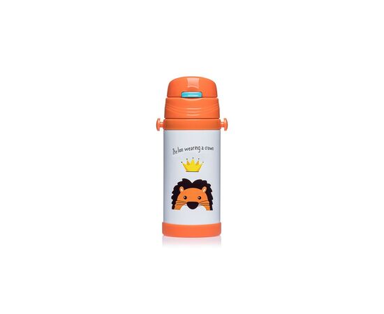 Поильник-непроливайка Stenson термос 350 мл Белый с оранжевым (MT-2087 white/orange)