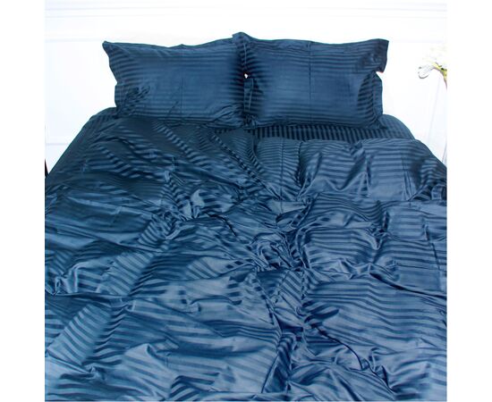 Постільна білизна MirSon SatinStripe 30-0021DarkBlue 200х220 Євро (2200005255773)