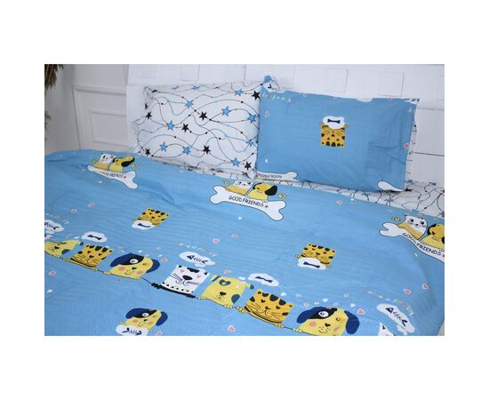 Постельное белье MirSon Бязь 17-0518 Cat-dog blue Двуспальный (2200003648935), изображение 3