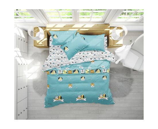 Постельное белье MirSon Бязь 17-0518 Cat-dog blue Евро (2200003648942)