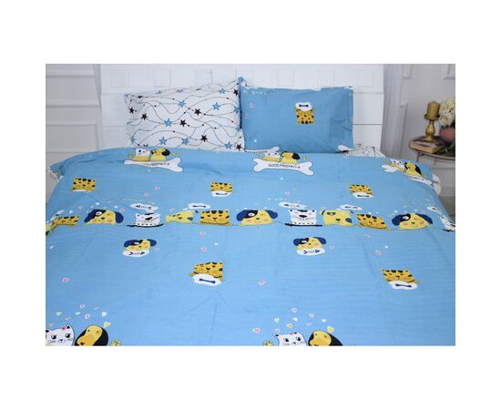 Постільна білизна MirSon Бязь Ranforce Elite 17-0518 Cat-dog blue Односпальний (2200004666204)
