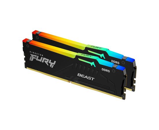 Модуль памяти для компьютера DDR5 32GB (2x16GB) 5600 MHz Beast RGB AM5 Black Kingston Fury (ex.HyperX) (KF556C36BBEAK2-32)
