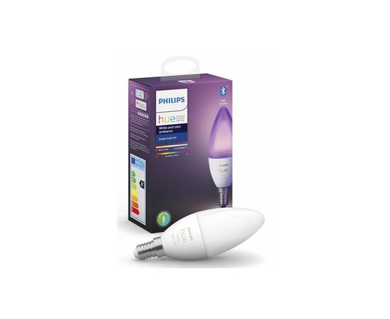 Розумна лампочка Philips Hue E14, 5.3W(40Вт), 2000K-6500K, RGB, ZigBee, Bluetooth, димування (929002294209)