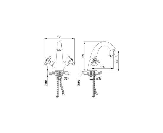 Смеситель Corso ARNO FE-2A152C (9679000), изображение 6 Смеситель Corso ARNO FE-2A152C (9679000), изображение 6