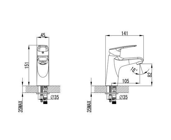 Змішувач Corso SERIO DC-2A146C (9626000) (DC-2A146C), зображення 4 Змішувач Corso SERIO DC-2A146C (9626000) (DC-2A146C), зображення 4