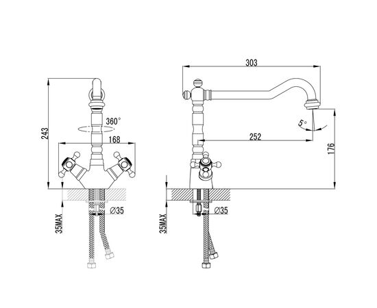 Смеситель Corso BRENTA FE-5B252K (9679104), изображение 4 Смеситель Corso BRENTA FE-5B252K (9679104), изображение 4
