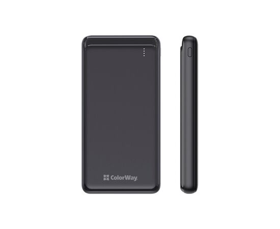Батарея универсальная ColorWay 10 000 mAh Slim, Black (CW-PB100LPF2BK)