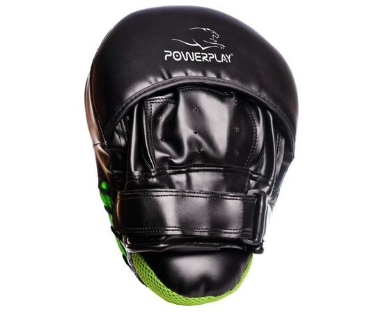 Лапы боксерские PowerPlay 3041 PU Black/Green (PP_3041_Green), изображение 4 Лапы боксерские PowerPlay 3041 PU Black/Green (PP_3041_Green), изображение 4