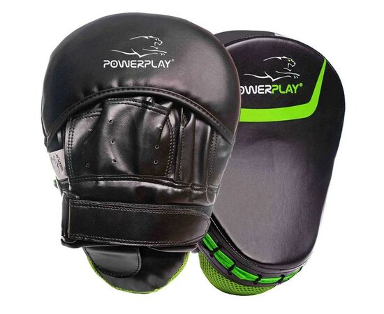 Лапы боксерские PowerPlay 3041 PU Black/Green (PP_3041_Green), изображение 5 Лапы боксерские PowerPlay 3041 PU Black/Green (PP_3041_Green), изображение 5