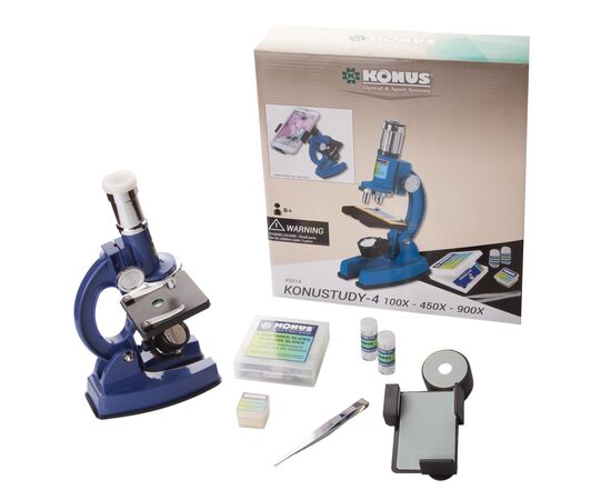 Микроскоп Konus Konustudy-4 с адаптером для смартфона 150x, 450x, 900x (5014), изображение 6 Микроскоп Konus Konustudy-4 с адаптером для смартфона 150x, 450x, 900x (5014), изображение 6