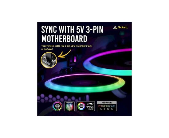 Кулер для корпуса Antec PRIZM 120 ARGB 5+C (0-761345-77512-0), изображение 5 Кулер для корпуса Antec PRIZM 120 ARGB 5+C (0-761345-77512-0), изображение 5
