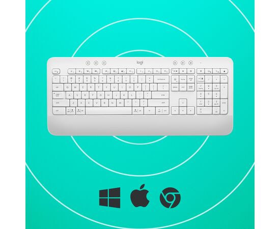 Клавиатура Logitech Signature K650 USB/Bluetooth UA Off-White (920-010977), изображение 6 Клавиатура Logitech Signature K650 USB/Bluetooth UA Off-White (920-010977), изображение 6