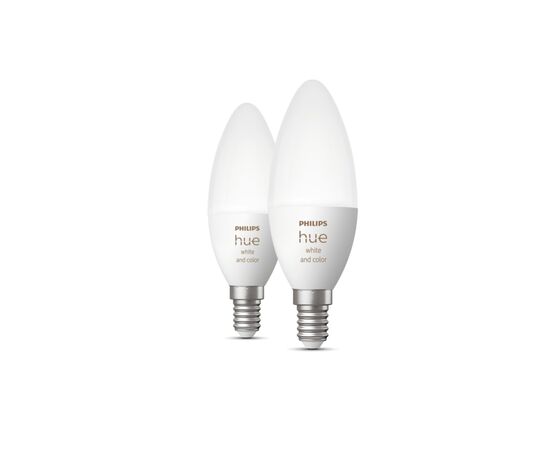 Умная лампочка Philips Hue E14, 5.3W(40Вт), 2000K-6500K, RGB, ZigBee, Bluetooth, димування, 2шт (929002294210), изображение 3 Умная лампочка Philips Hue E14, 5.3W(40Вт), 2000K-6500K, RGB, ZigBee, Bluetooth, димування, 2шт (929002294210), изображение 3
