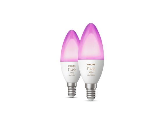 Умная лампочка Philips Hue E14, 5.3W(40Вт), 2000K-6500K, RGB, ZigBee, Bluetooth, димування, 2шт (929002294210), изображение 4 Умная лампочка Philips Hue E14, 5.3W(40Вт), 2000K-6500K, RGB, ZigBee, Bluetooth, димування, 2шт (929002294210), изображение 4