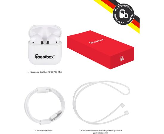 Наушники BeatBox PODS PRO Mini White (bbppromw), изображение 6 Наушники BeatBox PODS PRO Mini White (bbppromw), изображение 6