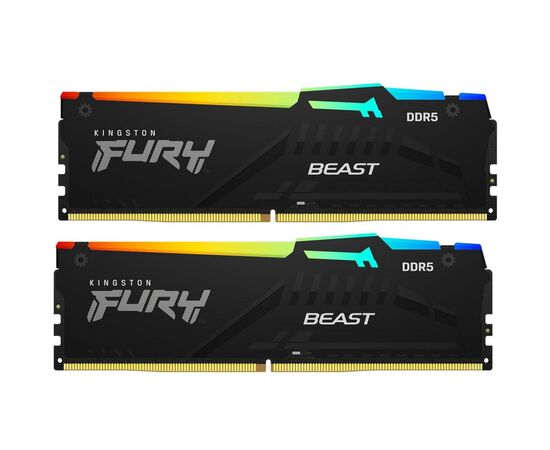 Модуль пам'яті для комп'ютера DDR5 16GB (2x8GB) 4800 MHz FURY Beast RGB Kingston Fury (ex.HyperX) (KF548C38BBAK2-16)