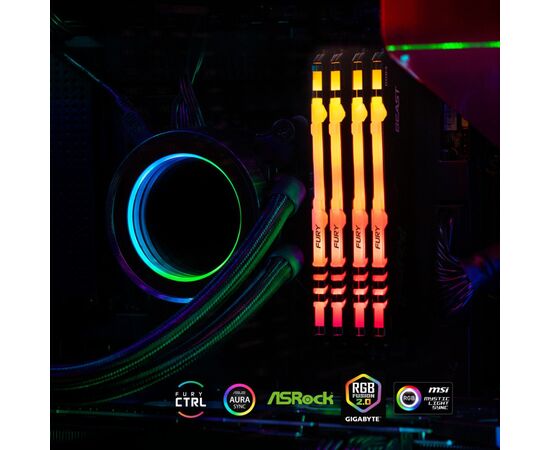 Модуль памяти для компьютера DDR4 64GB (2x32GB) 2666 MHz Beast RGB Kingston Fury (ex.HyperX) (KF426C16BBAK2/64), изображение 6 Модуль памяти для компьютера DDR4 64GB (2x32GB) 2666 MHz Beast RGB Kingston Fury (ex.HyperX) (KF426C16BBAK2/64), изображение 6