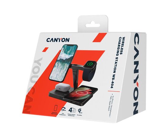 Зарядное устройство Canyon WS-404 4in1 Wireless charger (CNS-WCS404B), изображение 3 Зарядное устройство Canyon WS-404 4in1 Wireless charger (CNS-WCS404B), изображение 3