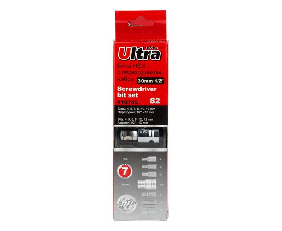 Набор бит Ultra HEX 1/2" 7шт S2 (4013202), изображение 3 Набор бит Ultra HEX 1/2" 7шт S2 (4013202), изображение 3