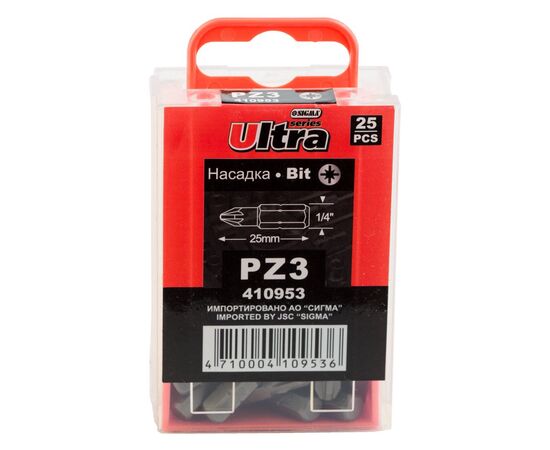 Набор бит Ultra PZ3x25мм 1/4" 25шт S2 (4010602), изображение 6 Набор бит Ultra PZ3x25мм 1/4" 25шт S2 (4010602), изображение 6