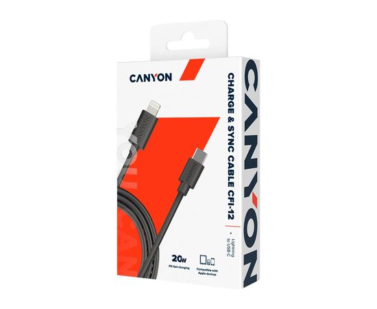 Дата кабель USB-C to Lightning 2.0m 3A Black Canyon (CNE-CFI12B), изображение 2 Дата кабель USB-C to Lightning 2.0m 3A Black Canyon (CNE-CFI12B), изображение 2