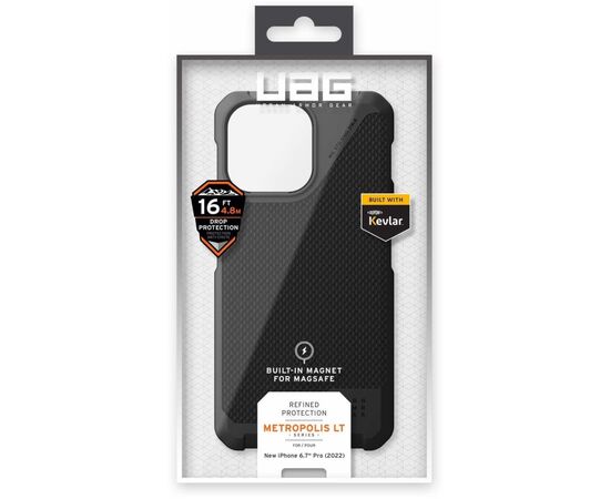 Чохол до моб. телефона Uag Apple iPhone 14 Pro Max Metropolis LT Magsafe, Kevlar Black (114051113940), зображення 9