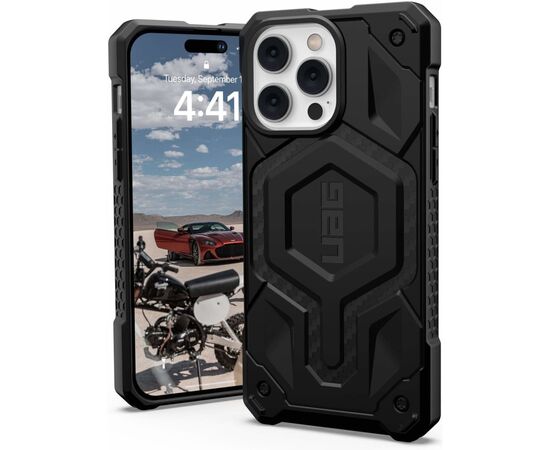 Чохол до моб. телефона Uag Apple iPhone 14 Pro Max Monarch Pro Magsafe, Carbon Fiber (114031114242), зображення 7 Чохол до моб. телефона Uag Apple iPhone 14 Pro Max Monarch Pro Magsafe, Carbon Fiber (114031114242), зображення 7