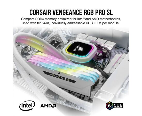 Модуль памяти для компьютера DDR4 16GB (2x8GGB) 3600 MHz Vengeance RGB Pro SL White Corsair (CMH16GX4M2D3600C18W), изображение 8 Модуль памяти для компьютера DDR4 16GB (2x8GGB) 3600 MHz Vengeance RGB Pro SL White Corsair (CMH16GX4M2D3600C18W), изображение 8