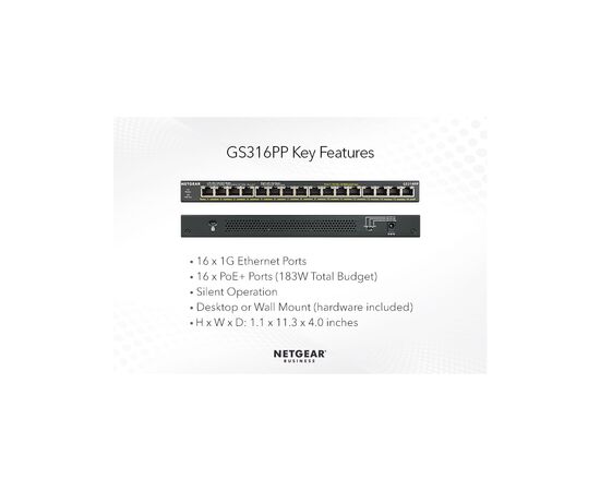 Коммутатор сетевой Netgear GS316PP-100EUS, изображение 3 Коммутатор сетевой Netgear GS316PP-100EUS, изображение 3