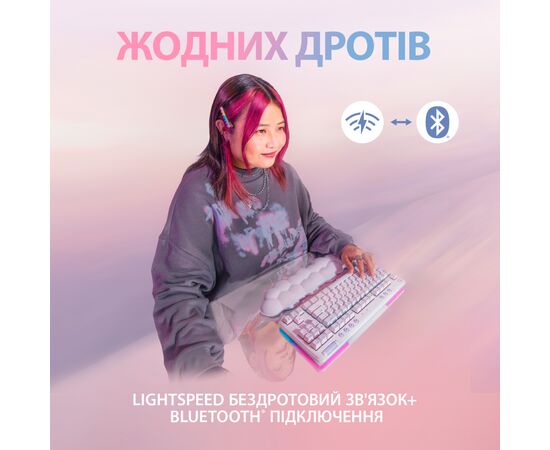 Клавиатура Logitech G715 Aurora Wireless Gaming GX Brown Lightspeed/Bluetooth UA Off-White (920-010465), изображение 3 Клавиатура Logitech G715 Aurora Wireless Gaming GX Brown Lightspeed/Bluetooth UA Off-White (920-010465), изображение 3