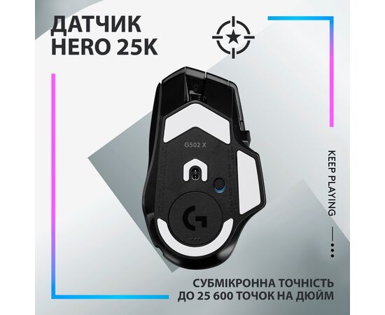 Мышка Logitech G502 X Plus Wireless Black (910-006162), изображение 4 Мышка Logitech G502 X Plus Wireless Black (910-006162), изображение 4