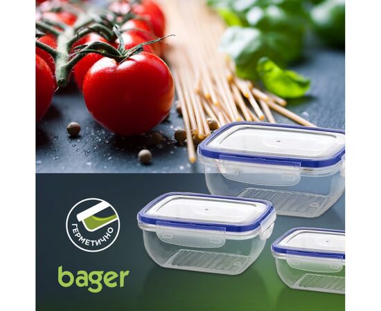 Пищевой контейнер Bager Cook&Lock 3 шт 0.4, 0.8, 1.35 л (BG-518), изображение 3 Пищевой контейнер Bager Cook&Lock 3 шт 0.4, 0.8, 1.35 л (BG-518), изображение 3