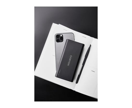 Батарея универсальная Canyon PB-108 10000mAh, Input 5V/2A, Output 5V/2.1A(Max), black (CNE-CPB1008B), изображение 4 Батарея универсальная Canyon PB-108 10000mAh, Input 5V/2A, Output 5V/2.1A(Max), black (CNE-CPB1008B), изображение 4