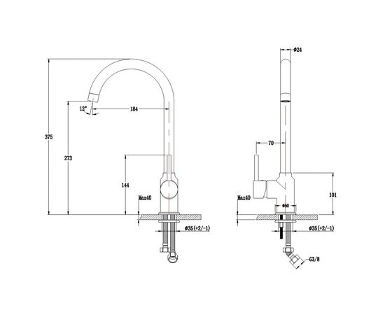 Смеситель Interline Tango white, изображение 3 Смеситель Interline Tango white, изображение 3