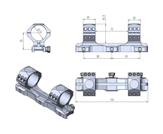 Крепление для прицела Vector Optics X-Accu D-34мм Medium Picatinny (SCTM-60P), изображение 6 Крепление для прицела Vector Optics X-Accu D-34мм Medium Picatinny (SCTM-60P), изображение 6