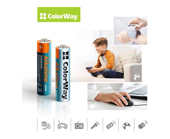 Батарейка ColorWay AAA LR03 Alkaline Power (щелочные) * 2 blister (CW-BALR03-2BL), изображение 3 Батарейка ColorWay AAA LR03 Alkaline Power (щелочные) * 2 blister (CW-BALR03-2BL), изображение 3