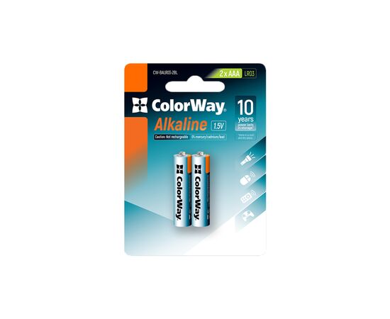 Батарейка ColorWay AAA LR03 Alkaline Power (лужні) * 2 blister (CW-BALR03-2BL)