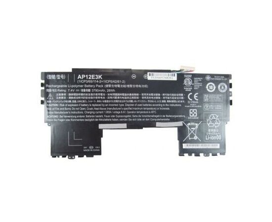 Аккумулятор для ноутбука Acer Acer AP12E3K Aspire S7-191 3790mAh (28Wh) 4cell 7.4V Li-ion (A47043), изображение 2 Аккумулятор для ноутбука Acer Acer AP12E3K Aspire S7-191 3790mAh (28Wh) 4cell 7.4V Li-ion (A47043), изображение 2