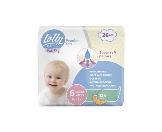 Подгузник Lolly Premium Soft Extra Large 6 (15+ кг) 26 шт (4820174981013)