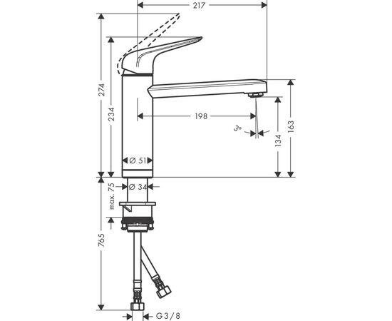 Смеситель Hansgrohe 71807000, изображение 3 Смеситель Hansgrohe 71807000, изображение 3