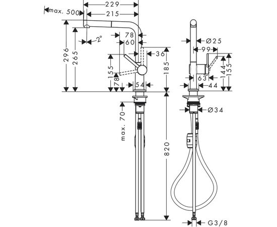 Смеситель Hansgrohe 72808670, изображение 3 Смеситель Hansgrohe 72808670, изображение 3