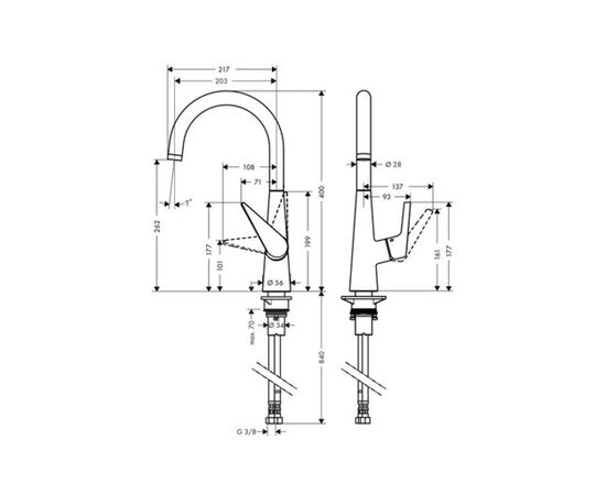 Смеситель Hansgrohe 72810000, изображение 4 Смеситель Hansgrohe 72810000, изображение 4
