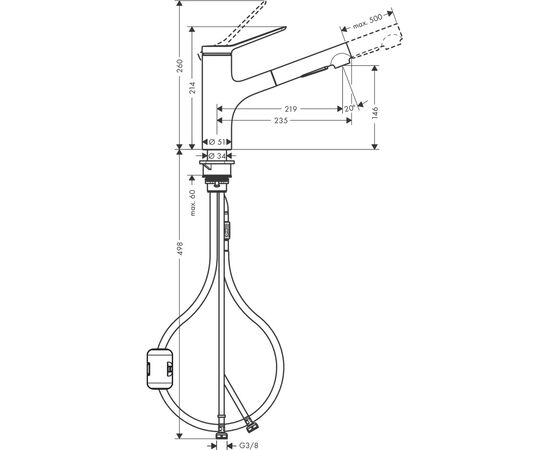 Смеситель Hansgrohe 74800670, изображение 2 Смеситель Hansgrohe 74800670, изображение 2