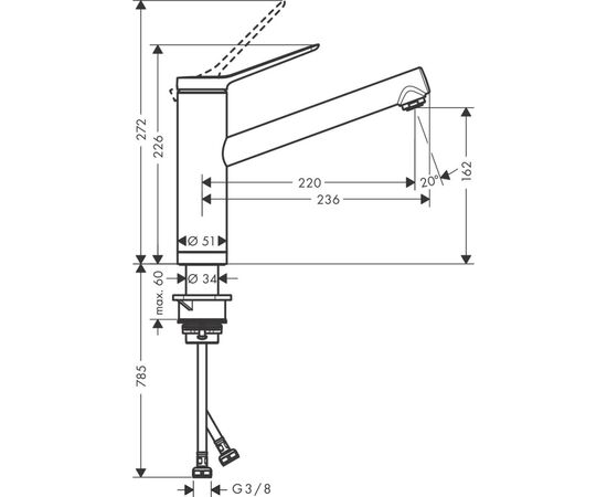 Смеситель Hansgrohe 74805000, изображение 2 Смеситель Hansgrohe 74805000, изображение 2