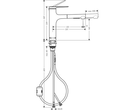 Смеситель Hansgrohe 74801000, изображение 2 Смеситель Hansgrohe 74801000, изображение 2