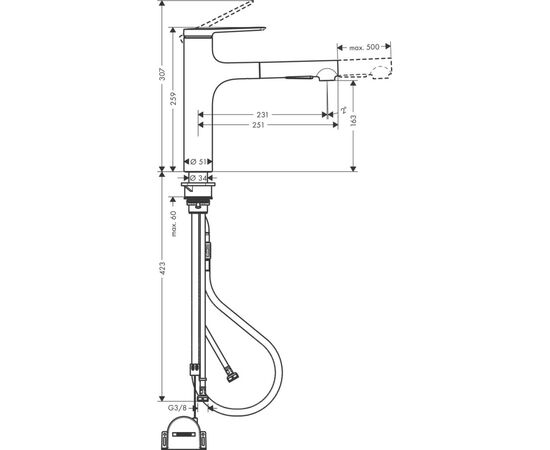 Смеситель Hansgrohe 74804000, изображение 2 Смеситель Hansgrohe 74804000, изображение 2