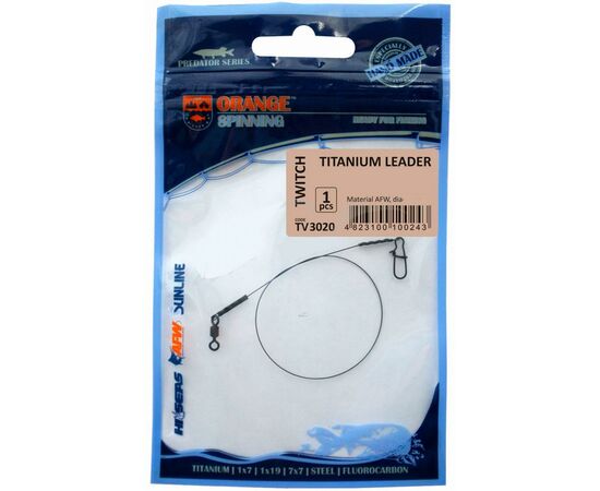 Поводок Ukrspin Orange Spinning титан AFW с вертлюгом 15см 9кг(20lb)/0.35мм (1590.02.49)