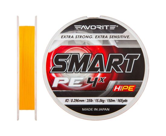 Шнур Favorite Smart PE 4x 150м оранжевый #3.0/0.296мм 15.5кг (1693.10.22)