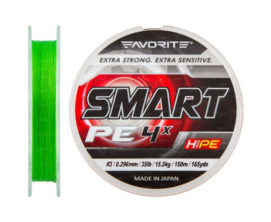 Шнур Favorite Smart PE 4x 150м салатовый #3.0/0.296мм 15.5кг (1693.10.30)
